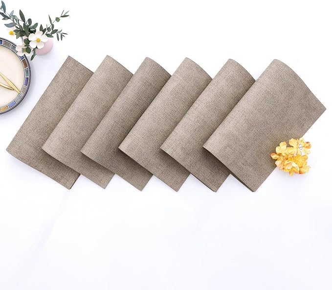 Homaxy PU Faux Leather Placemats for Dining Table, Set of 6, Light Brown | Waterproof Wipeable Washable Table Mats, Easy to Clean Anti-Slip Place Mats, 11.8" x 17"