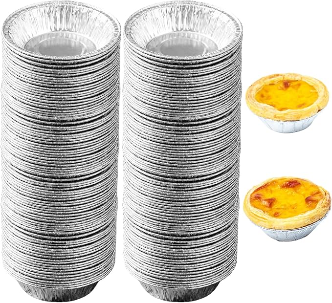 Disposable Aluminum Foil Tart,200 Pack Mini Pie Tins,Pie Pans for Baking Personal Mini Pies,Round Pie Tart Small Tin Foil Pans