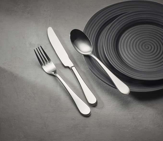 Oneida Icarus 45-Piece Flatware Set, Service for 8, Silver | mirror finish, dishwasher safe | includes serving spoons and utensil set | heavy duty, cutlery set for kitchen and dining