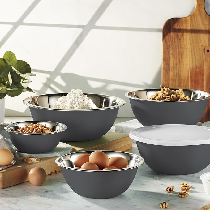 10-Piece Stainless Steel Mixing Bowl Set with Lids for Food Prep & Storage | WHYSKO Mixing Bowls with Lids Set - .75, 1, 1.5, 3 & 5 Quart Kitchen Bowls, Rustproof Metal Nesting Bowls, Dishwasher Safe