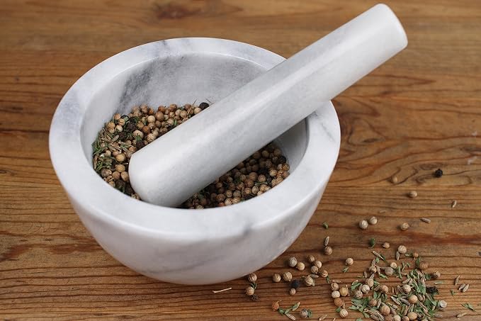 RSVP White Marble Mortar and Pestle
