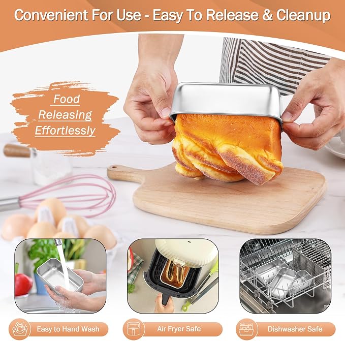 TeamFar Mini Loaf Pan, 12 PCS Stainless Steel Loaf Pans for Baking Bread | 6.3 x 3.5 Inch Bread Baking Pan for Homemade Bread, Meatloaf, Cake and Brownies, Non-Toxic, Oven & Dishwasher Safe