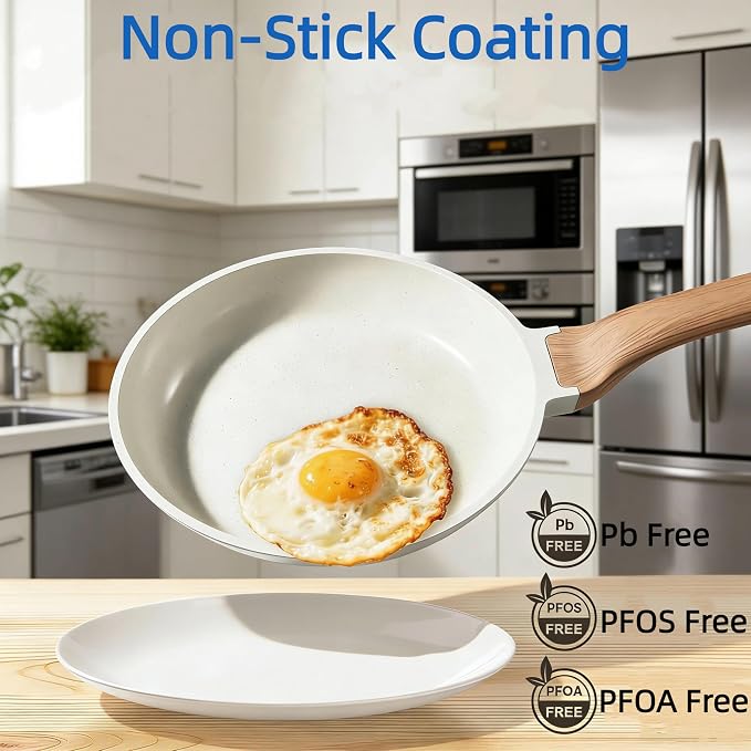 Simple Deluxe 25Pcs Ceramic Cookware Set, Nonstick & Non-Toxic Healthy Pots and Pans, Heat-Resistant Handles, Induction Cookware Sets with Frying Pans, Beige