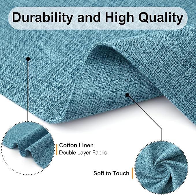 Homaxy Cloths Placemats for Dining Table Set of 8, 13" x 19", Aqua | Heat Resistant, Washable, Cotton Linen Blend Table Mats, Easy to Clean Place Mats, Indoor Outdoor