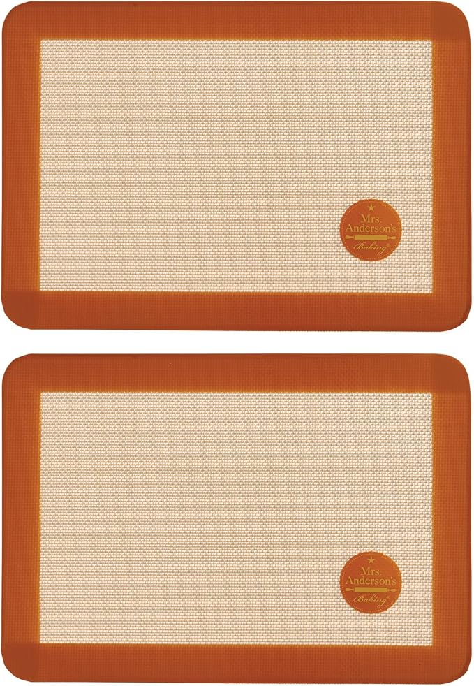 Mrs. Anderson’s Baking Non-Stick Silicone Quarter-Size Baking Mat Set, 8.5-Inch x 12-Inch, Set of 2