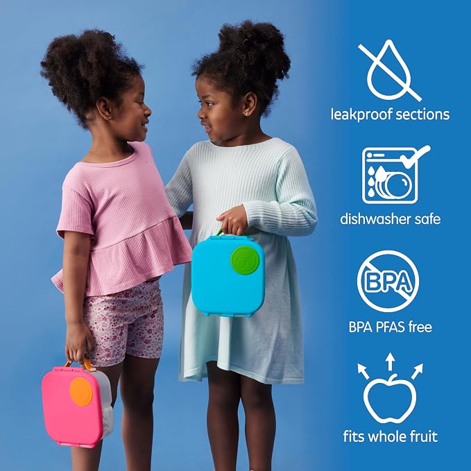 b.box Mini Lunch Box, Snack Containers for Kids, Lunch Box Kids, 4.25 Cup | Bento Box for Kids, Sanck Box, Lunch Containers, Leak Proof, Dishwasher Safe, BPA Free, PFAS Free, Ages 3+ — Strawberry Shake