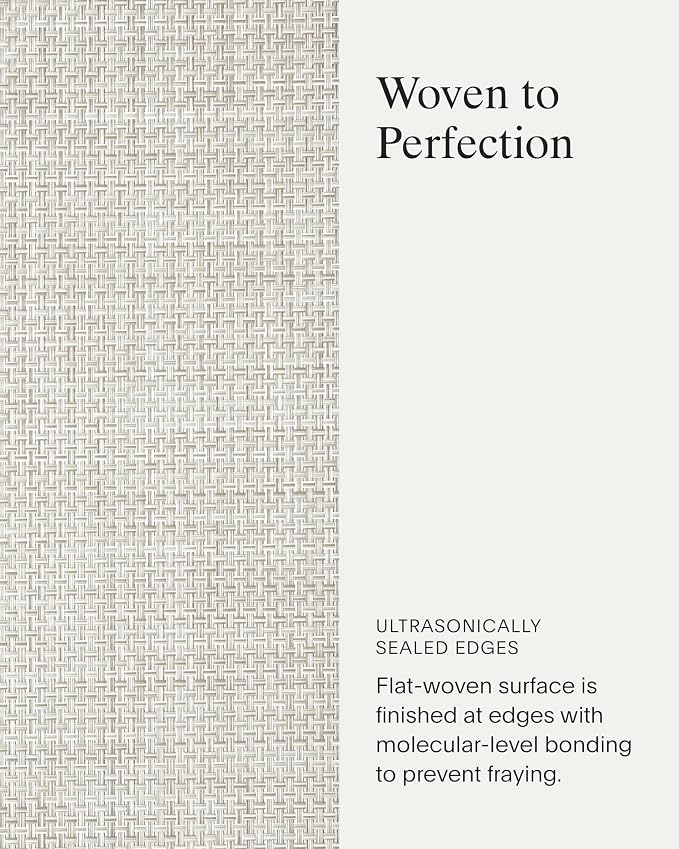 Chilewich Basketweave Placemats, Woven Rectangle Placemats Set of 4 | Reusable, Stain-Resistant, Indoor/Outdoor Tabletop Protection, Natural, 14" x 19"