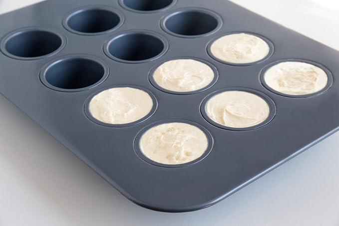 Fox Run Mini Cheesecake Pan with Removable Bottoms, Non-Stick, 10.5 x 14 x 1.5 inches | Removable Bottoms & Nonstick For Easy Release | Makes 12 Mini Cheesecakes | Carbon Steel Small Cheesecake Baking Pan