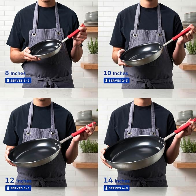 Tramontina Professional 8-Inch Ceramic Non Stick Small Frying Pan | Heavy-Gauge Aluminum Skillet with Ceramic Nonstick Coating, Dishwasher and Oven Safe, Black, Made in Brazil