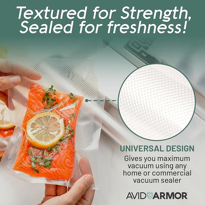 Avid Armor Pre-Cut Pint Size Vacuum Sealer Bags 6x10 Inch 200 Pack - BPA Free, Heavy Duty, Commercial Grade, Compatible with FoodSaver & Seal-a-Meal, Perfect for Sous Vide & Food Storage