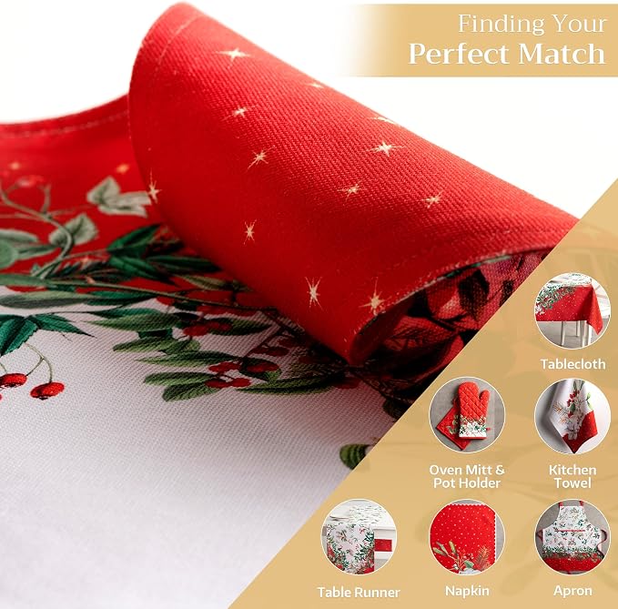 Maison d' Hermine Placemats Set of 4 Reusable 100% Cotton (13"x19") | Cloth Place Mats Washable Table Mats for Kitchen Dining Party Wedding Hotel Home Thanksgiving Christmas - Noel