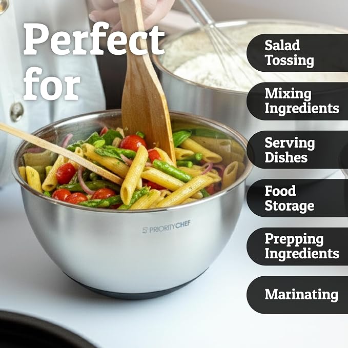 Stainless Steel Mixing Bowls with Lids Set, Metal Nesting Bowls with Airtight Lids, Graters, Non-Slip Base & Measurement Marks, Includes Utensil Set for Prep, Baking & Storage, Black