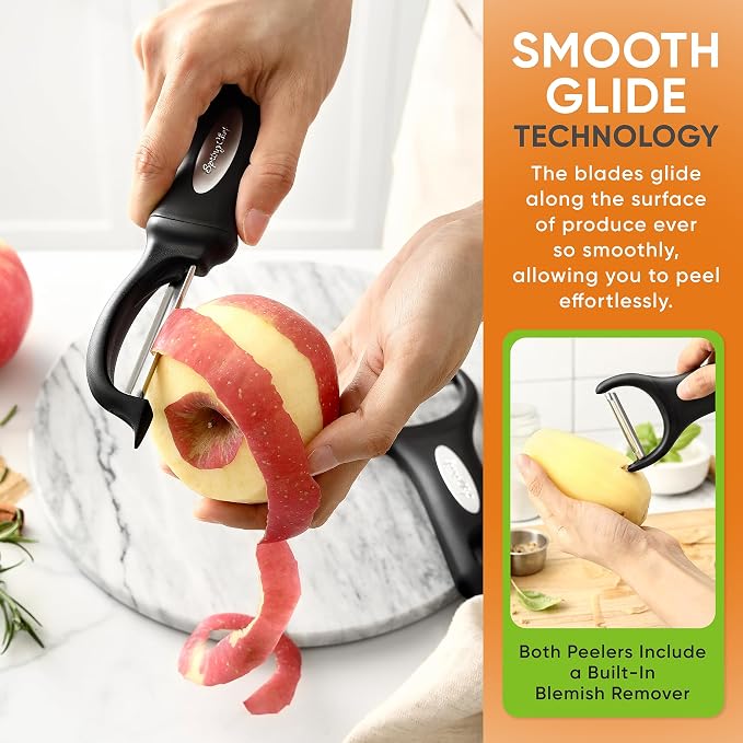 Spring Chef Swivel Vegetable Peeler & Y Potato Peeler w/Soft Grip Handles | Apple Peelers with Ultra Sharp Stainless Steel Blades, Multifunctional Peelers for Kitchen, Perfect for Carrot, Veggie, Fruit