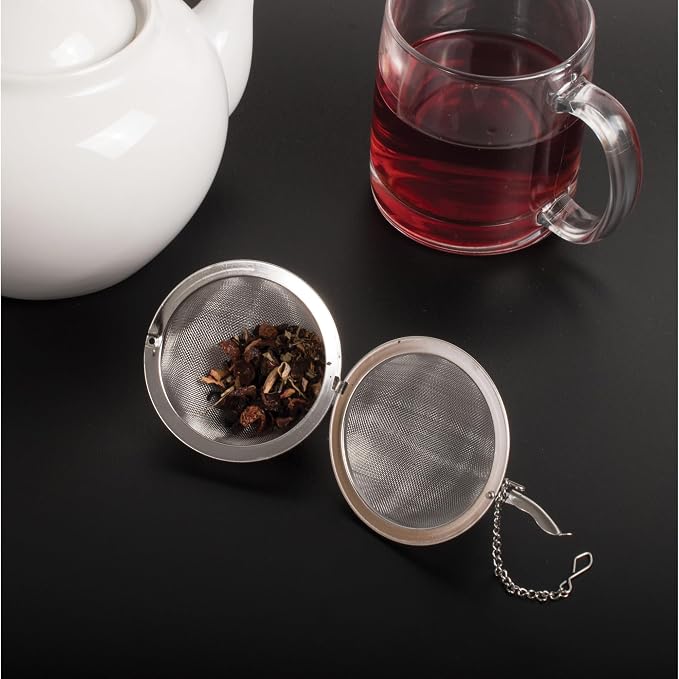 HIC Kitchen Jumbo Mesh Ball Tea Infuser, 18/8 Stainless Steel, For Loose Leaf Tea and Mulling Spices, 3-Inch