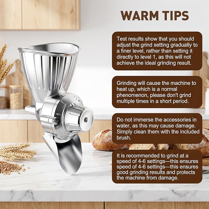 COFUN Grain Mill Attachment for Kitchen Aid Mixer | 9 Adjustable Levels All Metal Flour Mill, Fit for Wheat, Corn, Oats, Buckwheat, Millet, Coffee Beans & Dry Low-Oil Grains