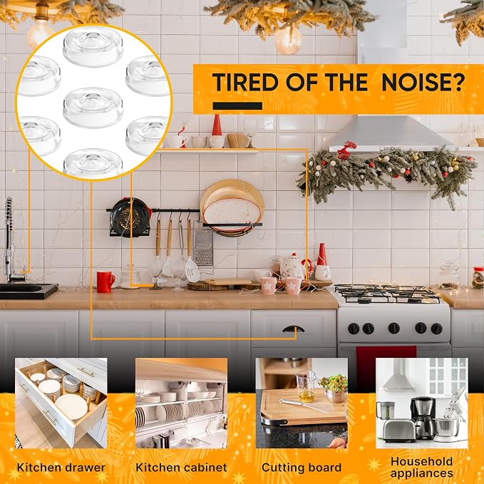 Vellax 256-Pack Clear Silicone Cabinet Bumpers, Self Adhesive Sticky Pads | 256 clear silicone bumpers absorb shock, dampen noise & protect surfaces - sticky, durable & easy to apply anywhere.
