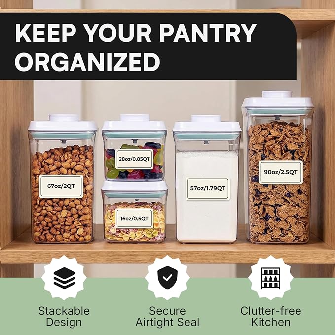 Bop Top Airtight Food Storage Containers | Pop-Top Lid | 3.5 Cups / 30 Oz | kitchen canister set, for flour, sugar, snacks, pasta, baking