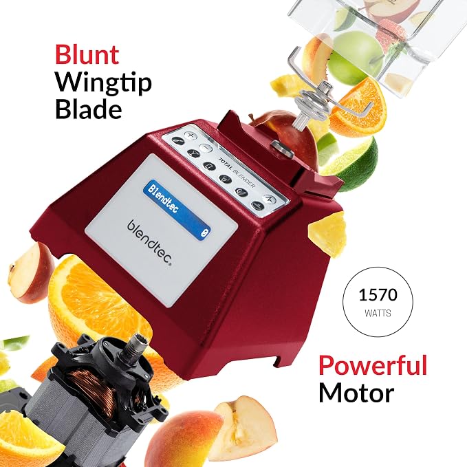 Blendtec Total Classic Original Blender & 75 oz FourSide Jar - Kitchen Blender Bundle - Red
