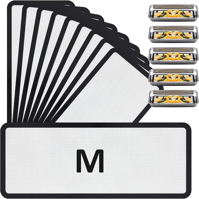 Reallnaive 10 Pieces M - Medium Silicone Mats Compatible with Harvest Right Freeze Dryer Silicone Mats Reusable Baking Sheet Durable Easy Clean No Stick Trays Drying Liners for Kitchen (Black)