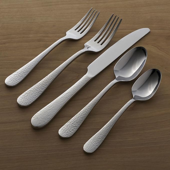 Oneida Tibet 45-Piece 18/0 Silverware Set for 8, Flatware | silver, dishwasher safe | includes serving spoons and utensil set | cutlery set for kitchen and dining