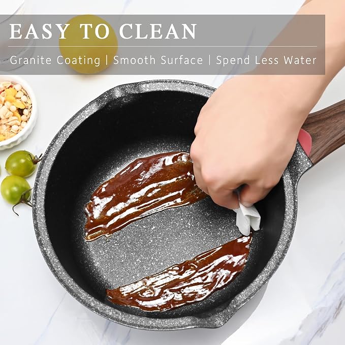 Vinchef 3QT Nonstick Saucepan with Lid, Black | PFAS/PFOA-free nonstick, stay-cool handle, dishwasher-safe, induction-compatible, scratch-resistant surface for daily cooking