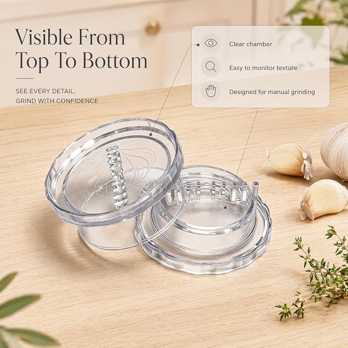 Garlic Twister Mincer, Garlic Press-Clear Crusher for Ginger,Herbs 2PCS | BPA-free food-grade plastic Twist-to-crush design, effortless See-through chamber for precise control