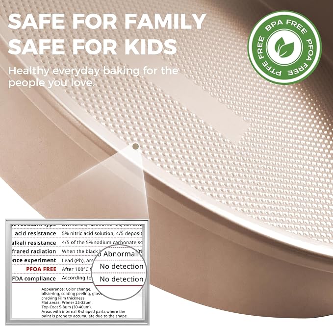 Ceramic Nonstick 9” Round Cake Pans, Heavy-Duty Aluminized Steel | Non-Toxic 9 Inch Round Cake with Diamond Texture, Cake Pans 9 Inch Round for Baking Cheesecake, Cream, 2-Pack