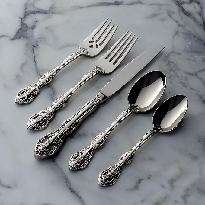 Oneida Michelangelo 20-Piece 18/10 Silverware Set for 4, Flatware | silver, dishwasher safe | includes knives, forks, and spoons | heavy duty, cutlery set, utensil set, wedding silverware
