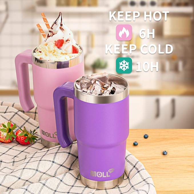 Kids 16 oz Tumbler with Handle, Stainless Steel Vacuum Insulated Water Cup | Premium Stainless Steel Double Wall Construction, Sweat-Free Body, Preserves Cold & Hot Drinks for Extended Hours