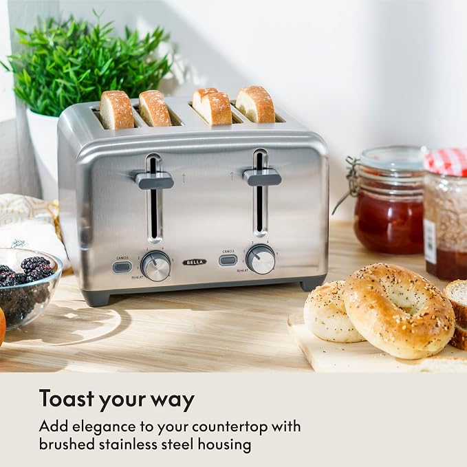 bella 4 Slice Toaster, Extra Wide Slots, Stainless Steel