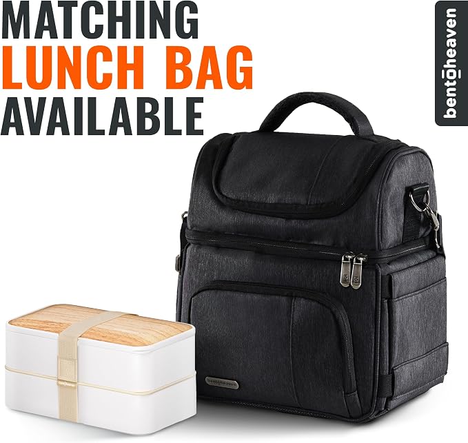 Bentoheaven Bento Box Adult, Stackable Lunch Box, 40 oz, Bright Light | BPA-free, leakproof and microwave-safe with 2 compartments, utensils, chopsticks, divider and sauce cup for men and women.