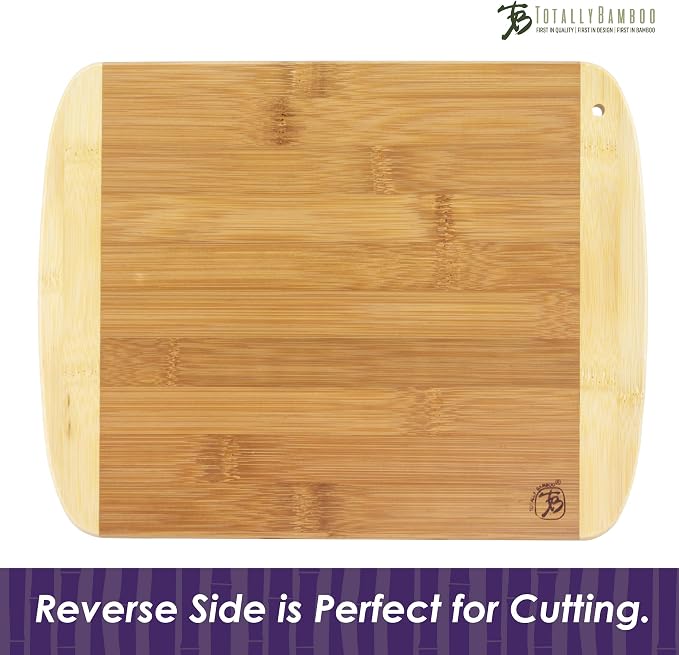 Totally Bamboo A Slice of Life New Jersey Engraved Map Cutting Board | 11” x 8.75” charcuterie board with engraved state map artwork. Smooth reverse side for food prep. Hang tie for wall display.