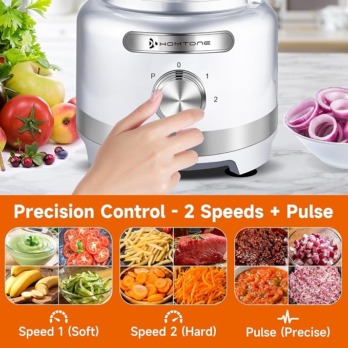 Homtone 16 Cup Food Processor large, 9-in-1 for home Kneader, French Fries | Multifunctions for Cheese Grating, Salad Veggie Chopper/ Slice/Julienne, Shred Large Family Week Meal Prep, Dishwasher Safe