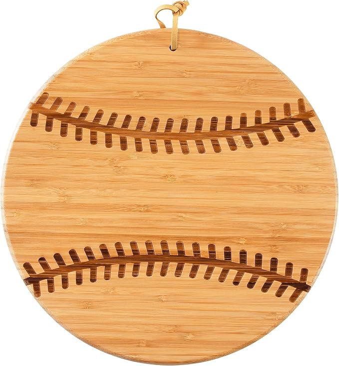 Totally Bamboo Baseball Shaped Bamboo Wood Cutting Board and Charcuterie Board, Great Gift for Baseball Fans