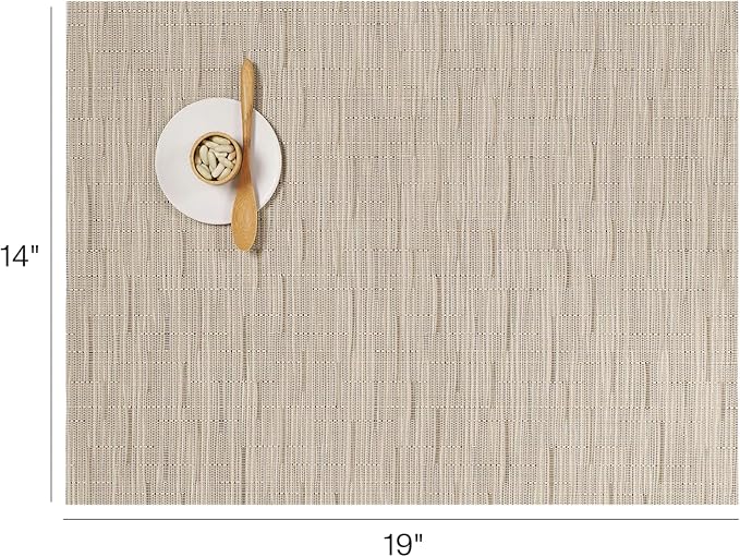 Chilewich Bamboo Placemats Set of 4, Woven Rectangle Placemats | Reusable, Stain-Resistant, Indoor/Outdoor Tabletop Protection, 19" x 14", Oat
