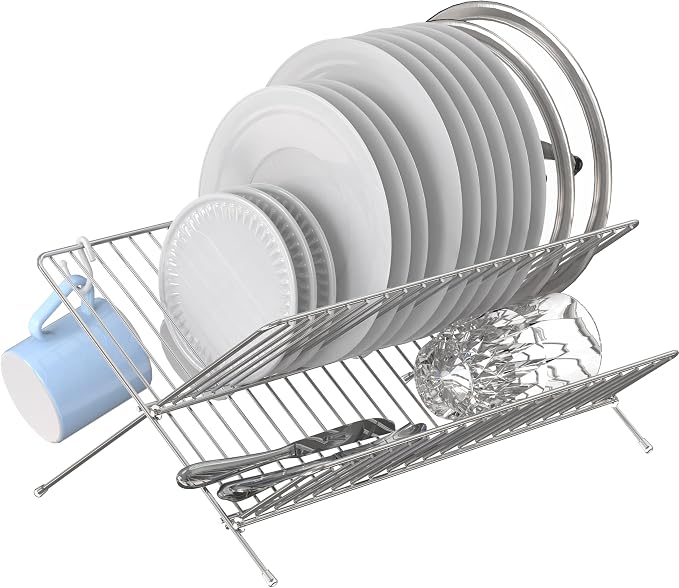 Simple Houseware Collapsible Dish Drying Rack, Chrome