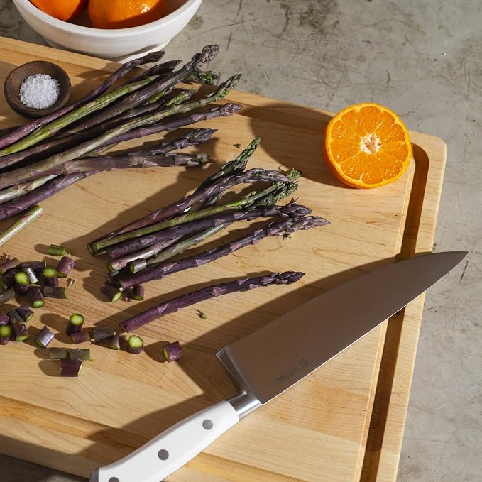Yatoshi Magnetic Kitchen Knife Block Set 6 Pcs White - Pro Kitchen Knife Set Ultra Sharp High Carbon Steel