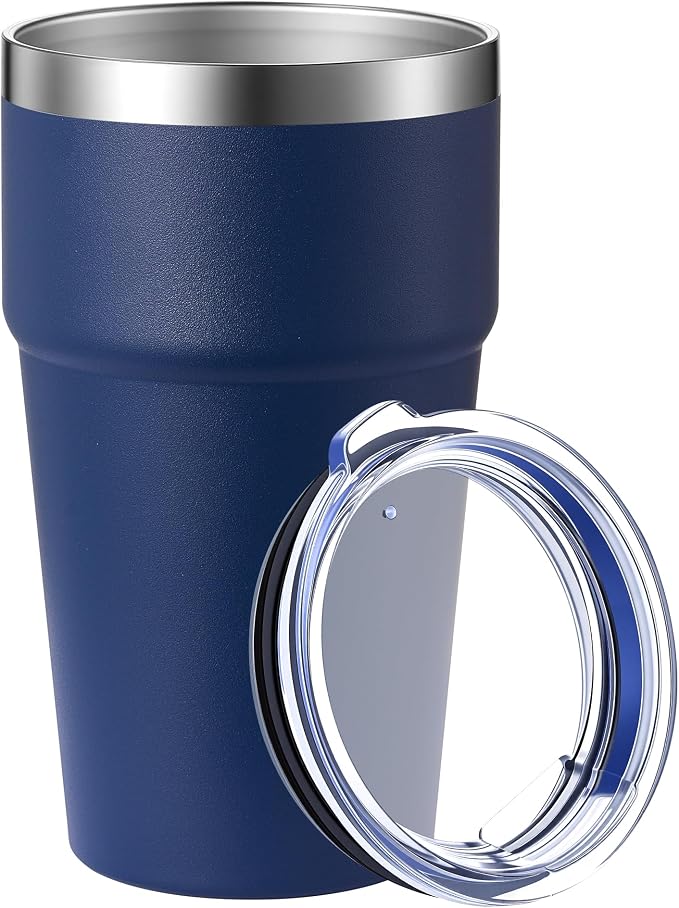 MEWAY 16oz Tumbler Double Wall Vacuum Insulated Travel Mug Bulk, Stainless Steel Tumblers with Lid, Powder Coated Coffee Cups for Cold & Hot Drinks (Navy,1 Pack)