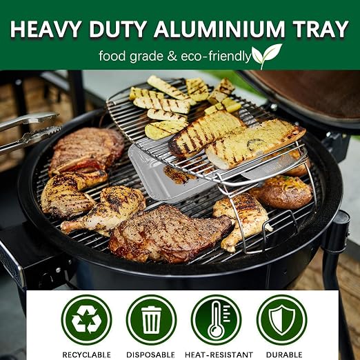 35 Pack Grill Drip Pans Compatible Weber 6415 - Grill Accessories for Weber Spirit, Genesis, Traveler, Q Series, Disposable Aluminum Foil Grease Tray Liners 8.5" X 6"