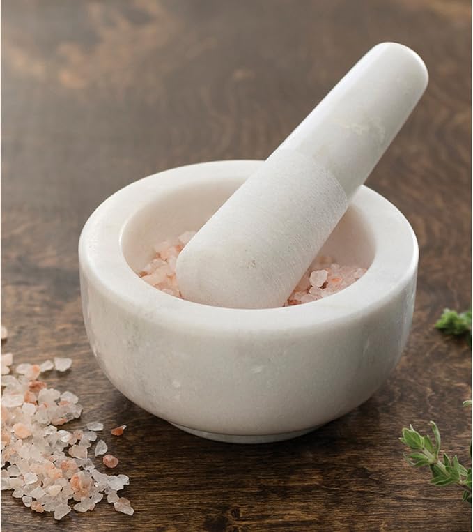 Fox Run Mortar and Pestle, Marble, White , 4.75"