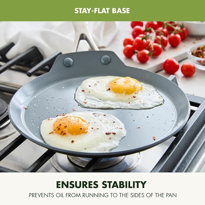 GreenPan Valencia Pro 9.5" Ceramic Nonstick Crepe Pan, Hard Anodized | PFAS-Free Nonstick, Induction Ready, Compatible with all Stovetops, Hard Anodized, Gray, Dishwasher Safe, Oven Safe to 600F