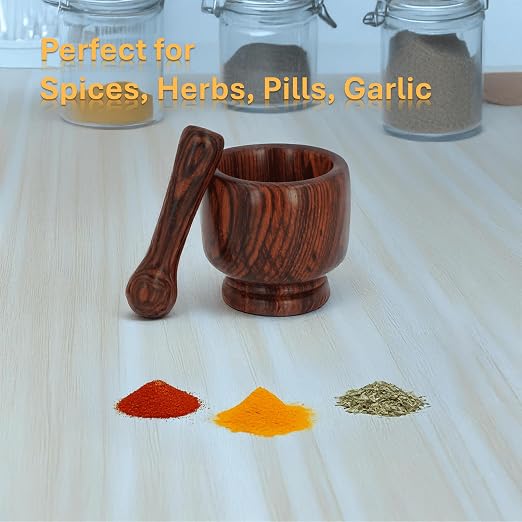 Handmade Mortar and Pestle Set Small - 2.75 Inch Granadillo Wood Pilon, Grinding Bowl - Arte Xico Handmade