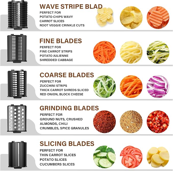 Slicer Shredder Attachment for Kitchenaid Stand Mixer, Salad Maker with Vegetable Slicer, Food Slicers Cheese Grater Grinding Attachments for Kitchenaid Mixer with Detachable 5 Blades