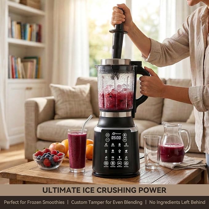 Glass Blenders for Kitchen with Tamper, Blender for Smoothies, Professional Blenders 1500W Motor, 9 Adjustable Speeds, 14 Preset Programs, High-Speed Heating Blender for Nut Milk, Soups, Sauces & More