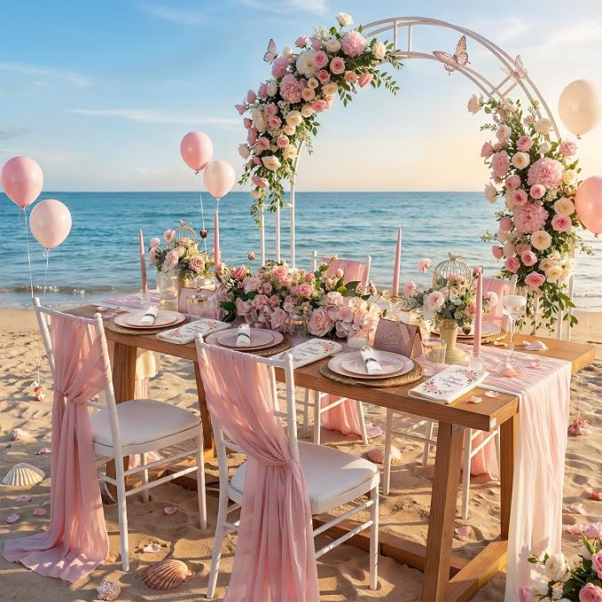 KIRE 175PCS Pink Plates Disposable - Pink and Gold Plates for Baby Shower | Plates Dinnerware Sets - 25 for Dinner 25 for Dessert 25 Pre Rolled Napkins 25Cups for Spring/Wedding/Party