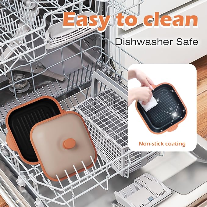 Microwave Grill Pan with Cover | Microwave Bacon Cooker | Griller & Crisper Pan for Grilling, Frying, Browning and Crisping | Microwave Cookware for Grill Meat | Dishwasher Safe for Dorms,Office,RV