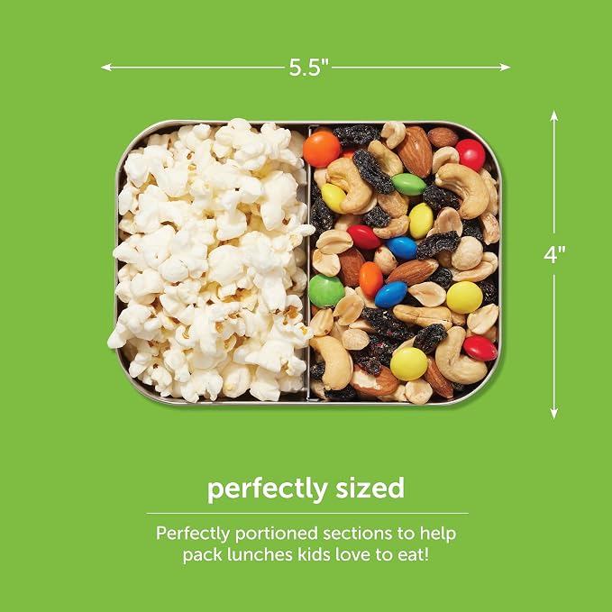 LunchBots Small Stainless Steel Kids Bento Box 4-Section 16oz