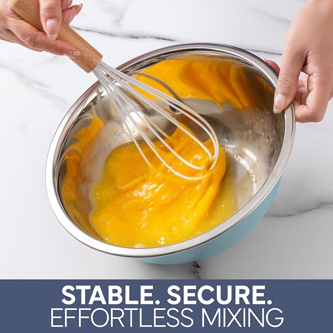 COOK WITH COLOR Stainless Steel Mixing Bowls Set - Nesting Bowls, 6 Pieces, Blue