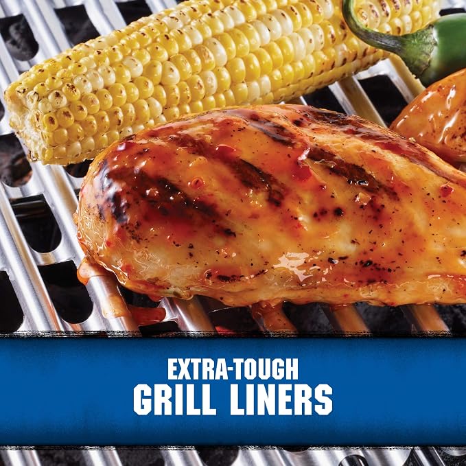 Kingsford Heavy Duty Disposable Grill Liners, 16 x 11.75 Inch, 4 Count | Aluminum foil design, prevents food and sauce from falling through grates, for outdoor BBQ grills daily