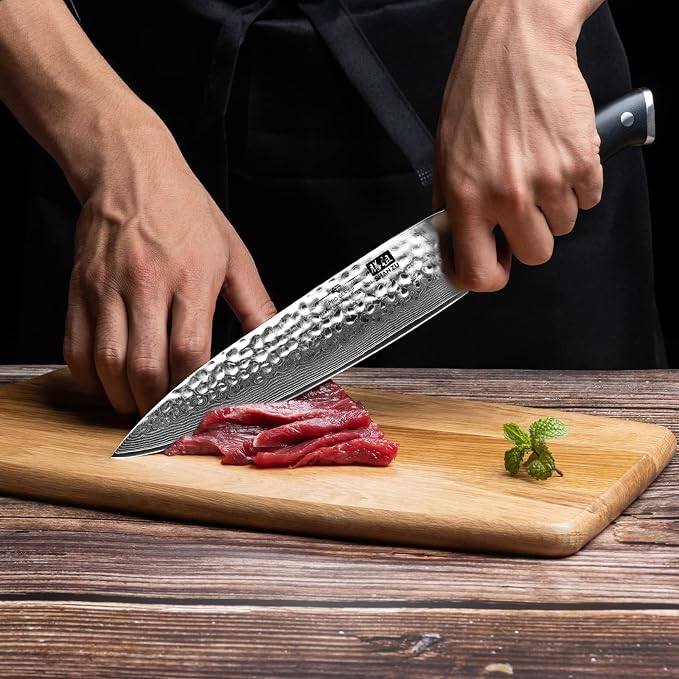 SHAN ZU Chef Knife, 8 Inch Damascus Steel Knife | Japanese Professional Kitchen Knife Sharp High Carbon Super Steel Kitchen Utility Knives with Gift Box